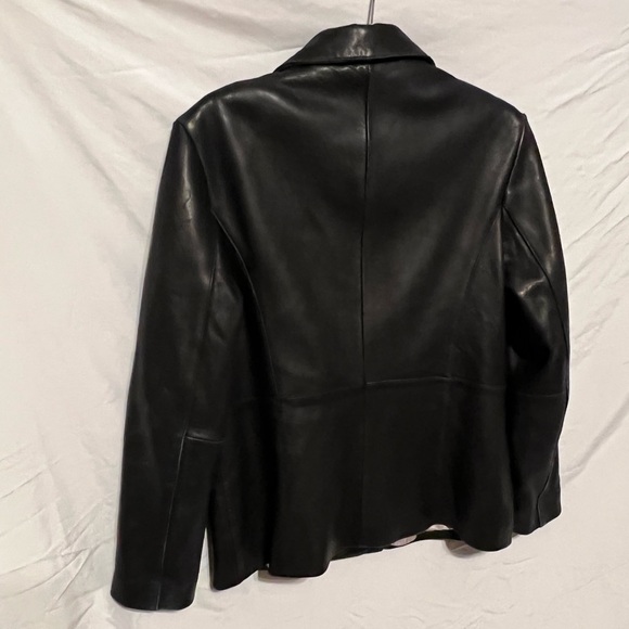 PL ( petite 12/14  L) Lambskin Couture J. Park Distressed  Black Leather jacket - Picture 8 of 12